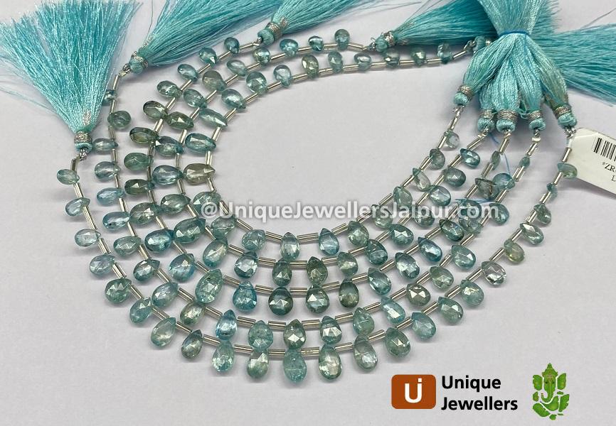 Blue Zircon Faceted Pear Beads